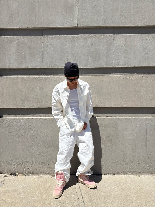 White Balloony Parachute Pants