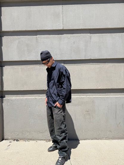 Boxy-Fit Shiny Black Shirt