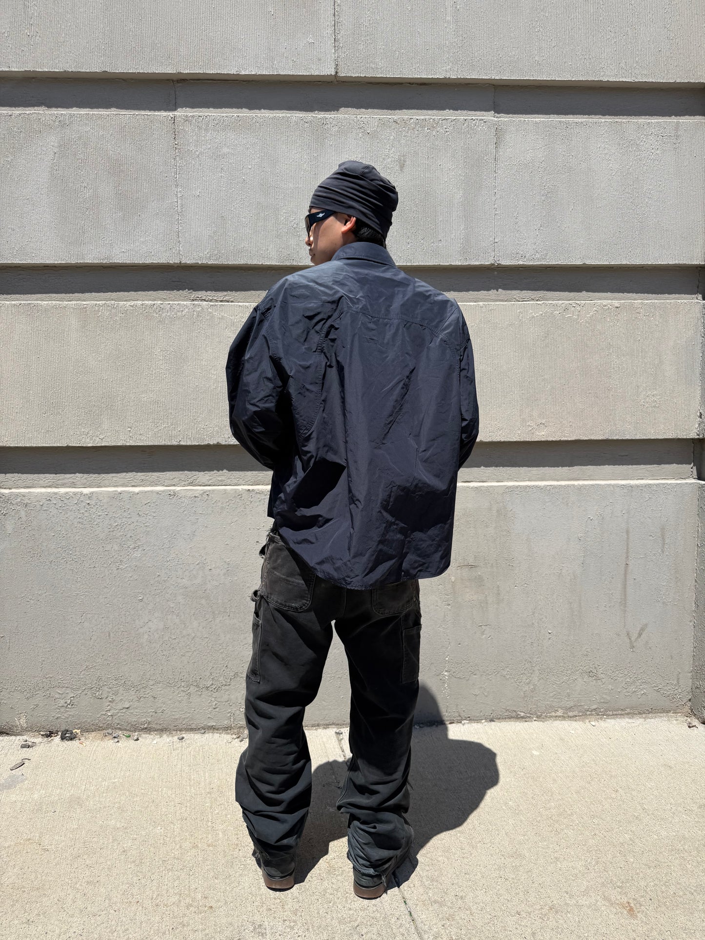 Boxy-Fit Shiny Black Shirt