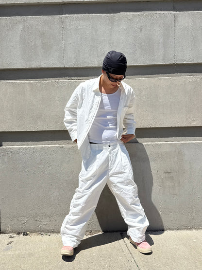 White Balloony Parachute Pants