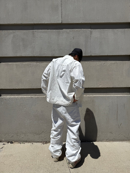 White Balloony Parachute Pants