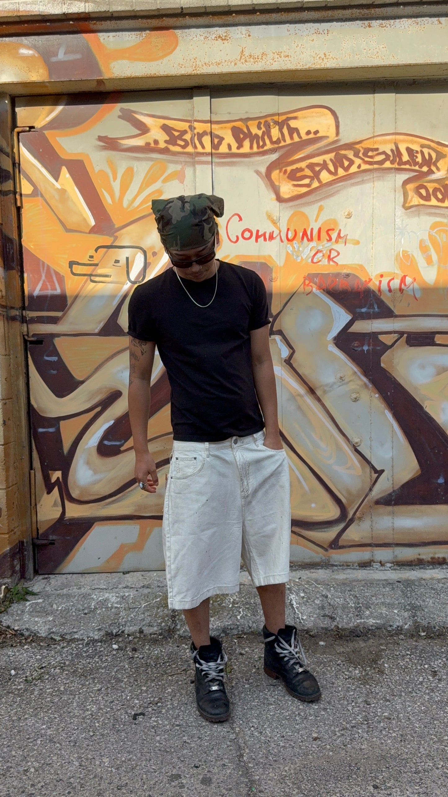 Waxed Detail White Jorts