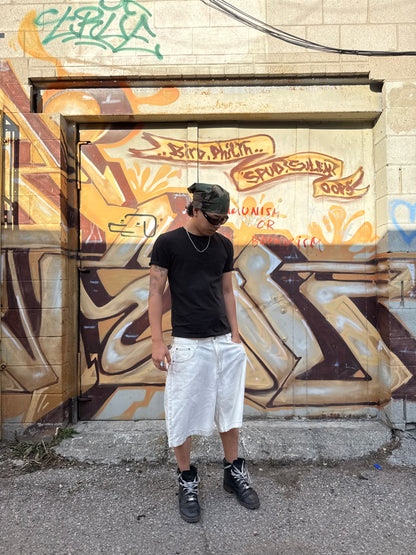 Waxed Detail White Jorts