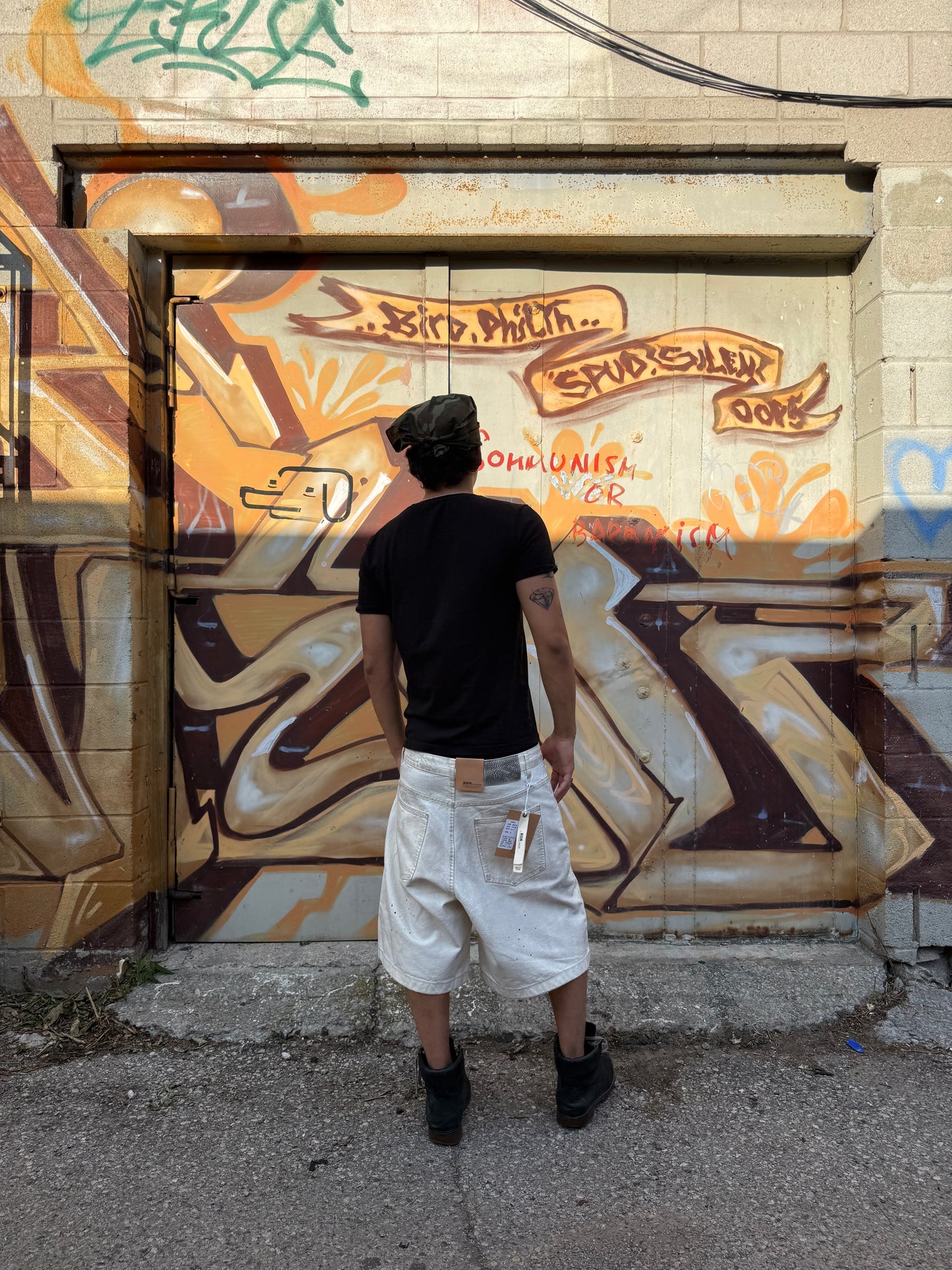 Waxed Detail White Jorts