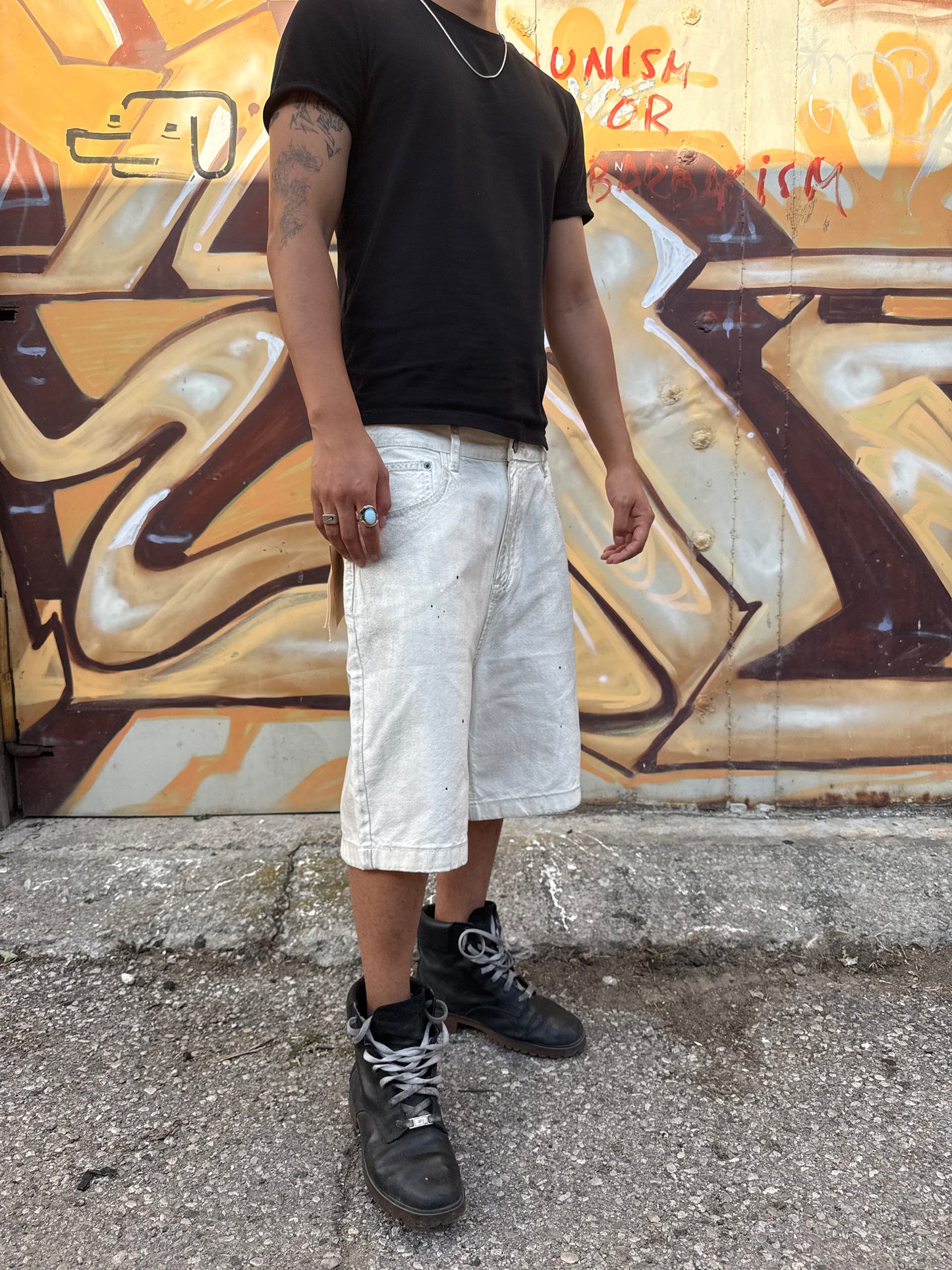 Waxed Detail White Jorts